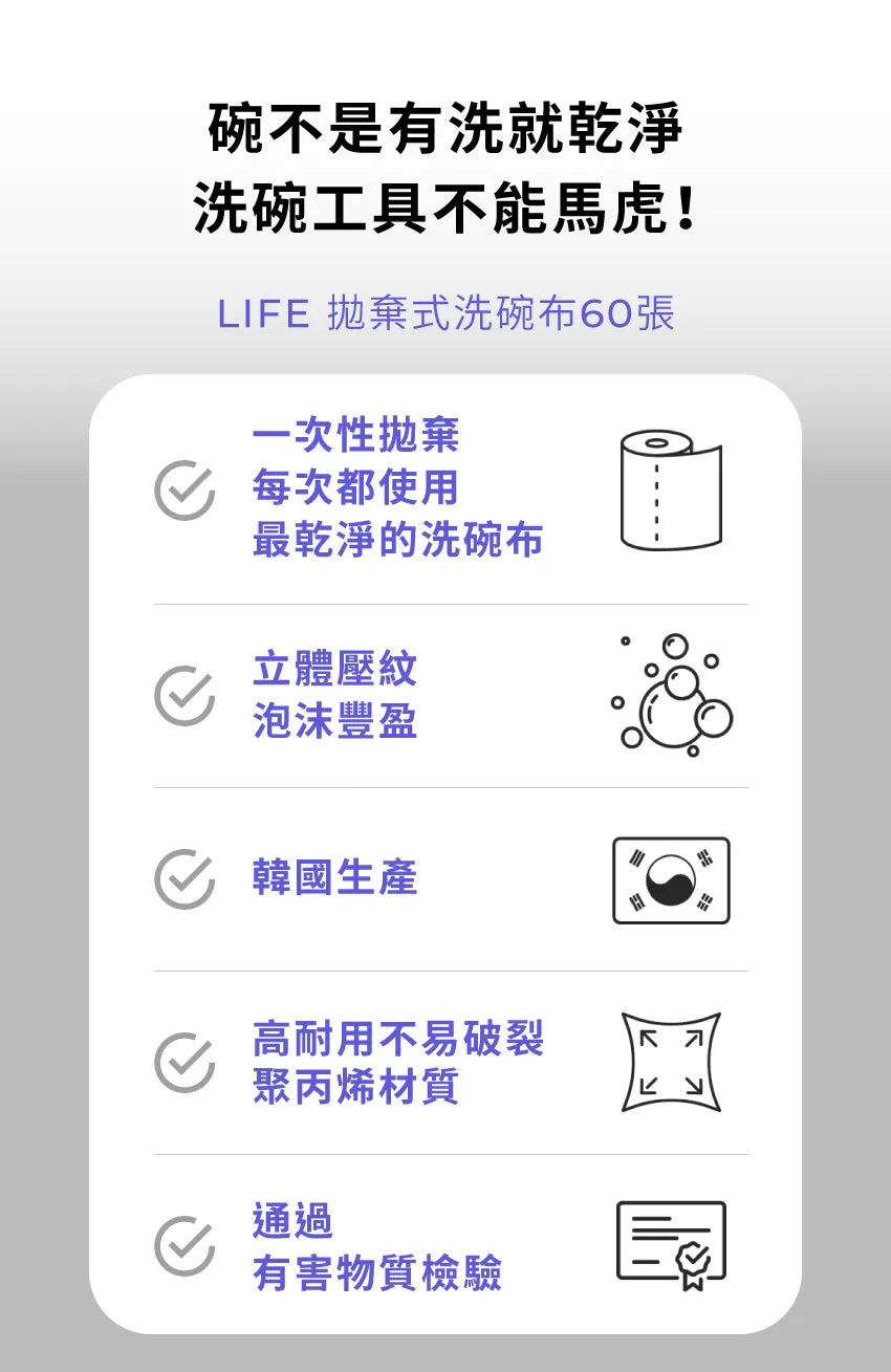 【MOTHER-K】LIFE 居家拋棄式洗碗布 60張 MOTHER-K LIFE Disposable Scrub Pads