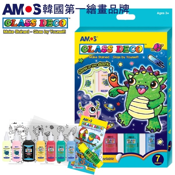 【AMOS】7色夜光22ML玻璃彩繪膠