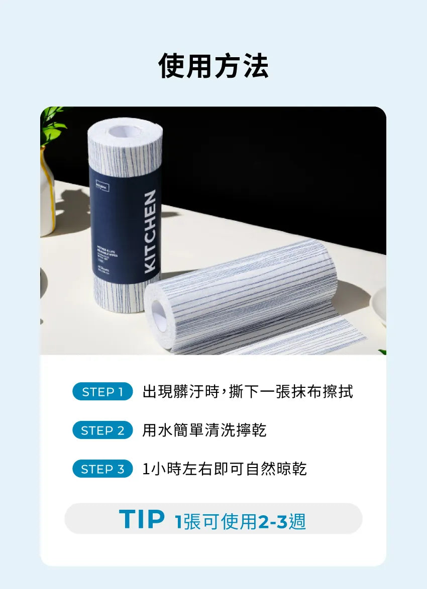 【MOTHER-K】LIFE 多功能可水洗拋棄式抹布 60張	MOTHER-K LIFE Reusable Wipes