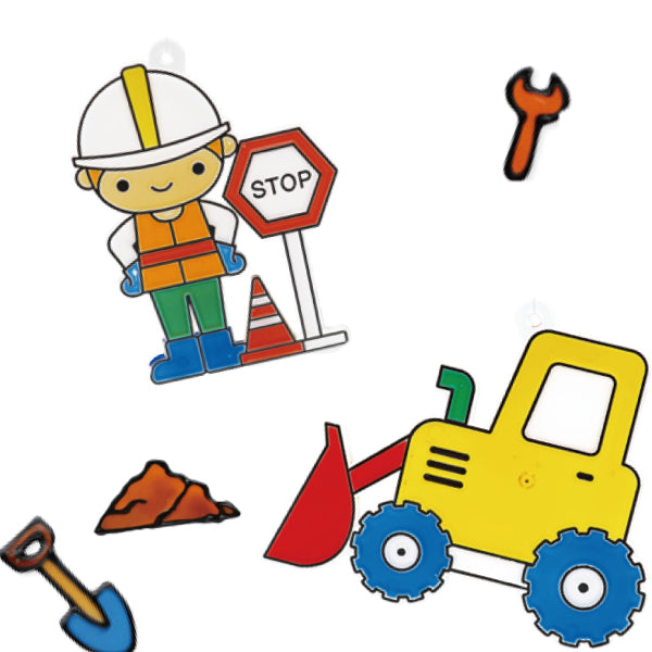 【AMOS】6色工程車主題吊飾玻璃彩繪膠