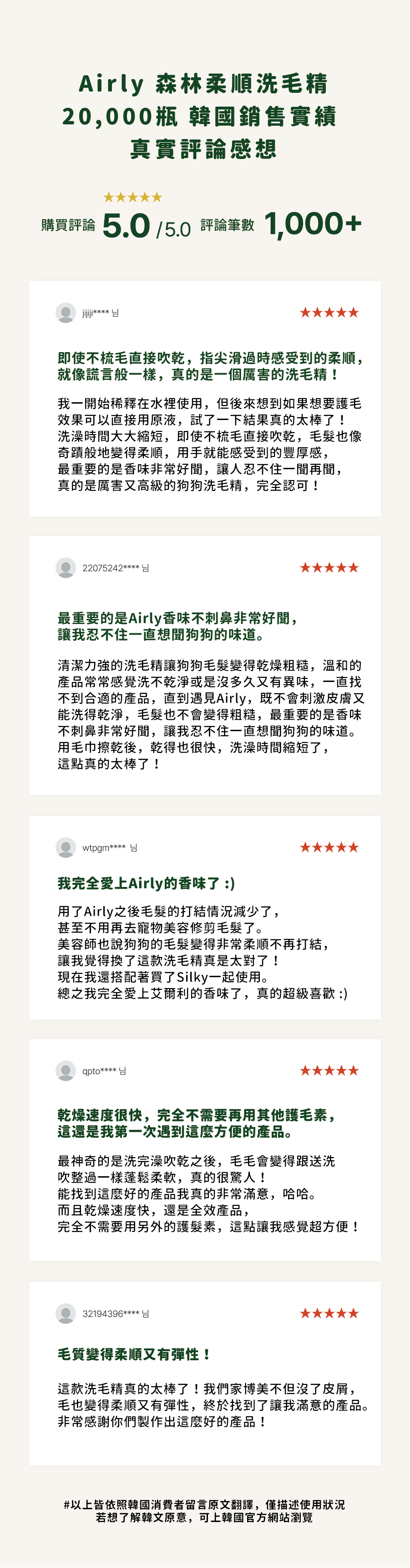 【Ricorso 】Airly森林柔順洗毛精 300ml