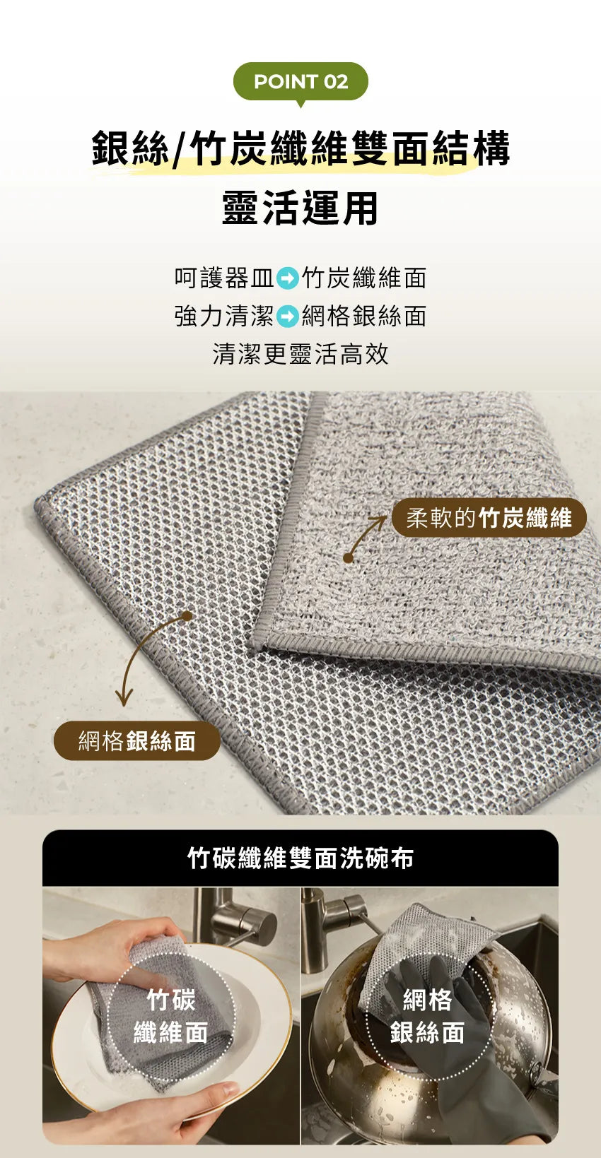 【MOTHER-K】LIFE 竹碳纖維雙面洗碗布(5入)MOTHER-K LIFE Dual-Sided Dish Wash Cloth