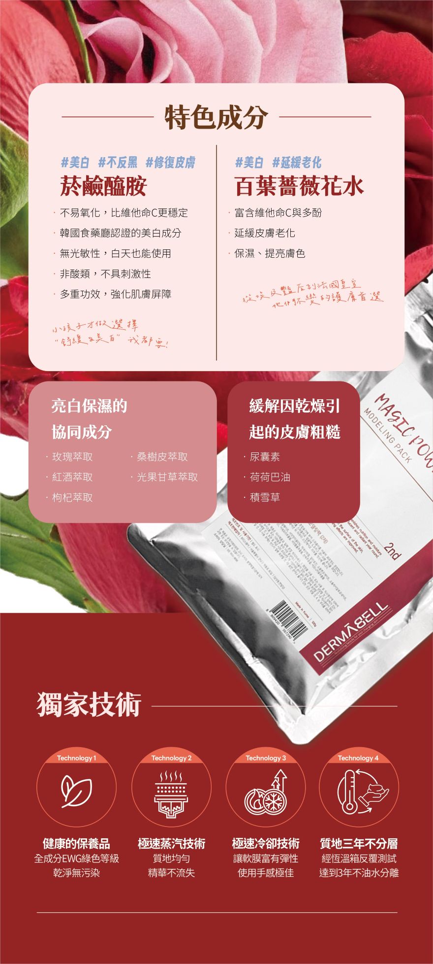 【DERMABELL】玫瑰凝膠軟膜 Royal Rose Modeling PACK