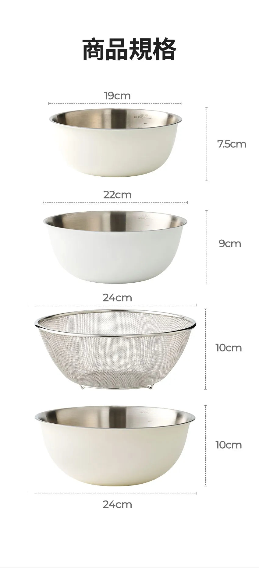 【MOTHER-K】LIFE 摩登鋼藝多功能料理盆4件組	MOTHER-K LIFE Mixing Bowls Standard 4-Piece Set