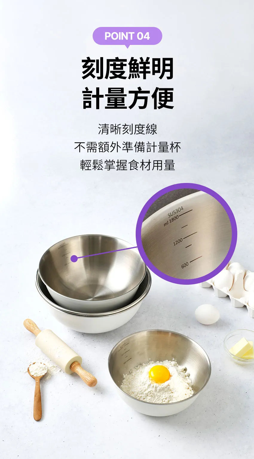 【MOTHER-K】LIFE 摩登鋼藝多功能料理盆4件組	MOTHER-K LIFE Mixing Bowls Standard 4-Piece Set