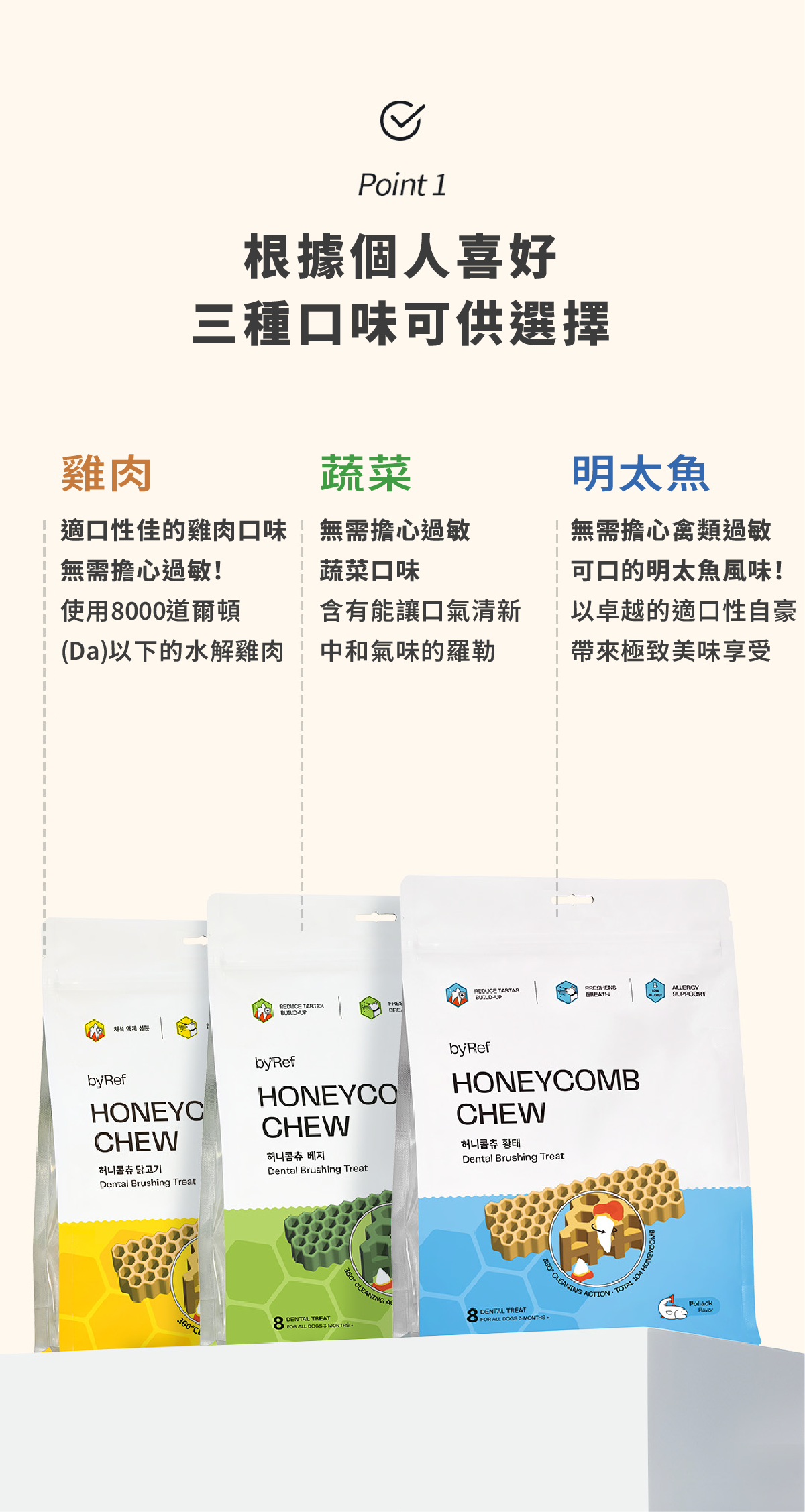 【by*Ref 】Honeycomb Chew蜂巢六角潔牙骨-雞肉(S) 10gx12/包